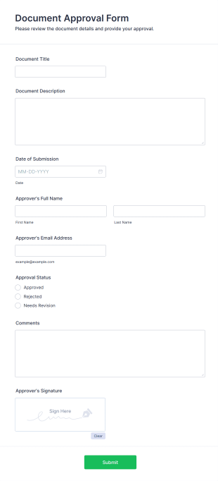 Document Approval Form Template