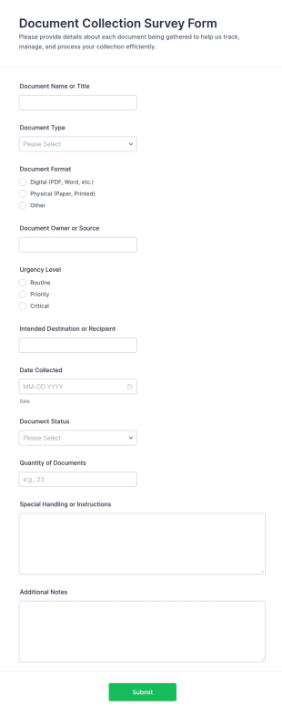 Document Collection Survey Form Template