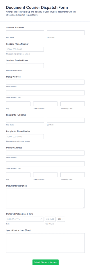 Document Courier Dispatch Form Template