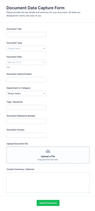 Document Data Capture Form Template