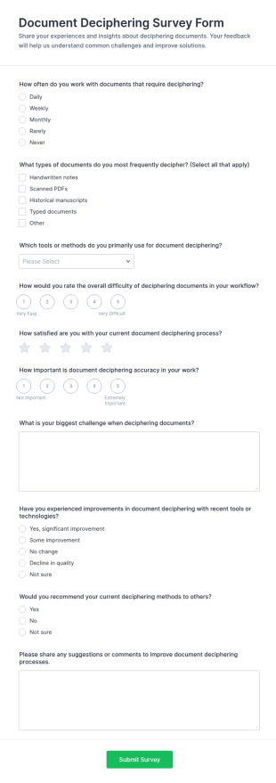 Document Deciphering Survey Form Template