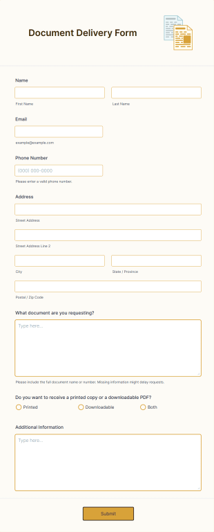 Document Delivery Form Template