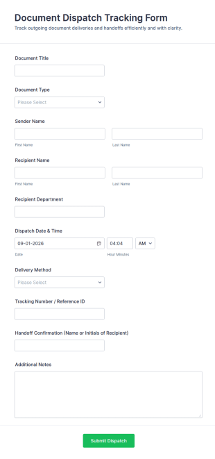 Document Dispatch Tracking Form Template