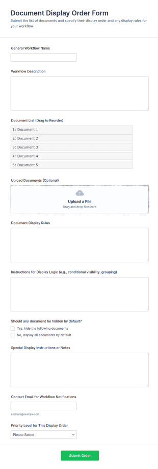 Document Display Order Form Template