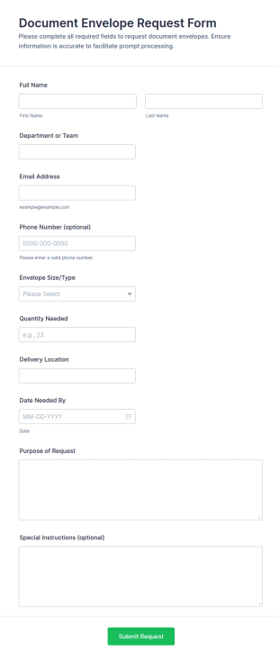 Document Envelope Request Form Template