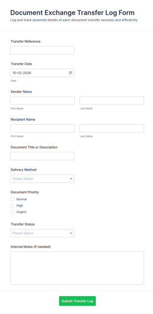 Document Exchange Transfer Log Form Template