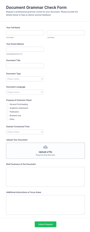 Document Grammar Check Request Form Template