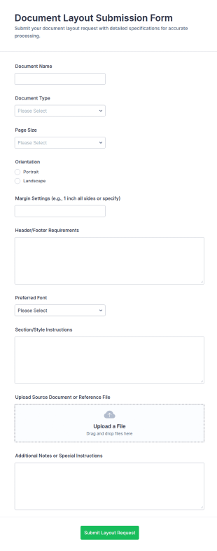 Document Layout Submission Form Template