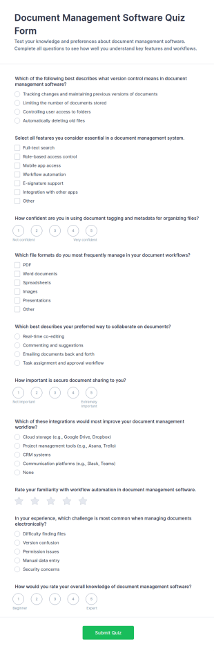 Document Management Software Quiz Form Template