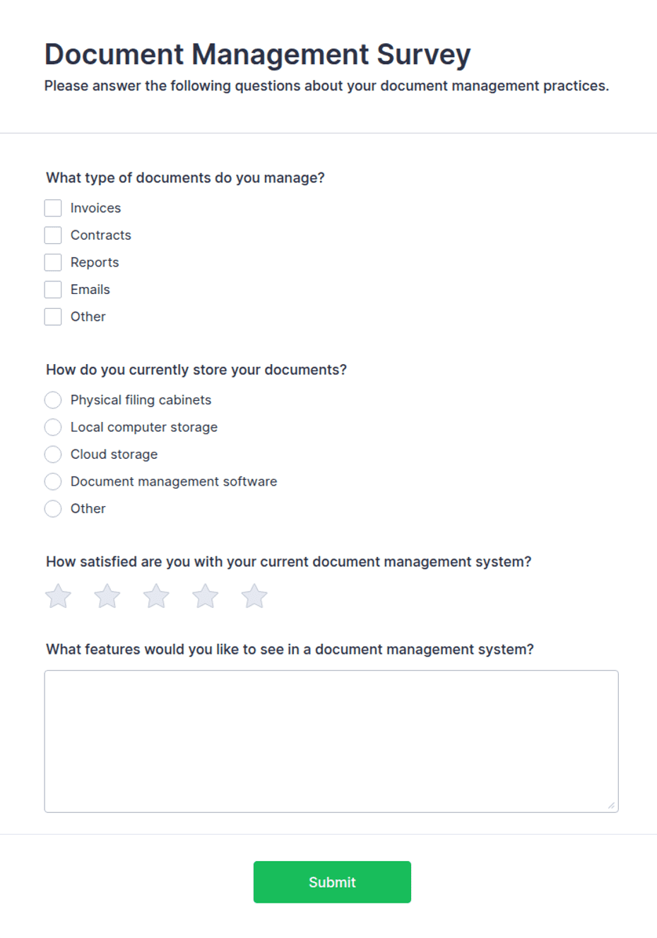 Document Management Survey Form Template | Jotform