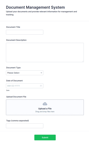Document Management System Form Template