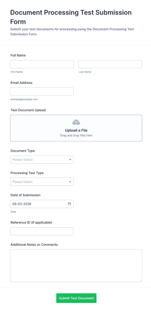 Document Processing Test Submission Form Template