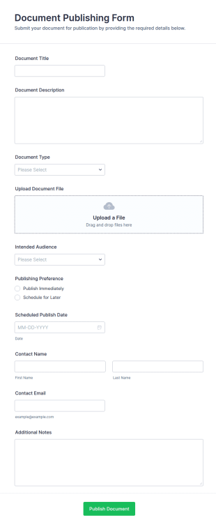Document Publishing Form Template
