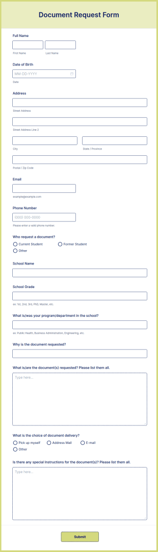 Document Request Form Template