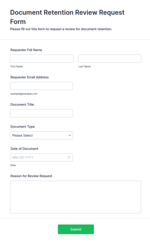 Document Retention Review Request Form Template