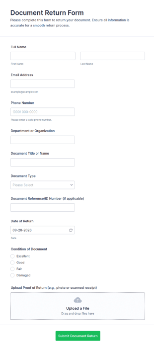 Document Return Form Template