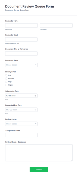 Document Review Queue Form Template