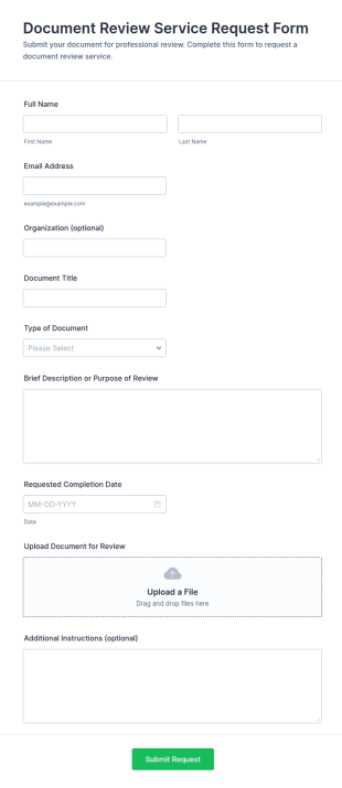 Document Review Service Request Form Template