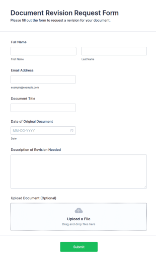 Document Revision Request Form Template