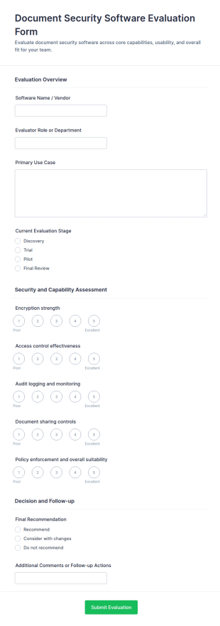 Document Security Software Evaluation Form Template