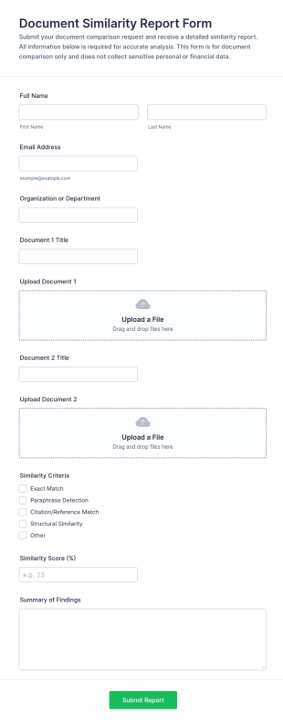 Document Similarity Report Form Template