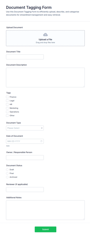 Document Tagging Form Template