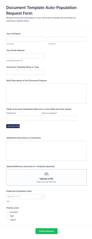 Document Template Auto Population Request Form