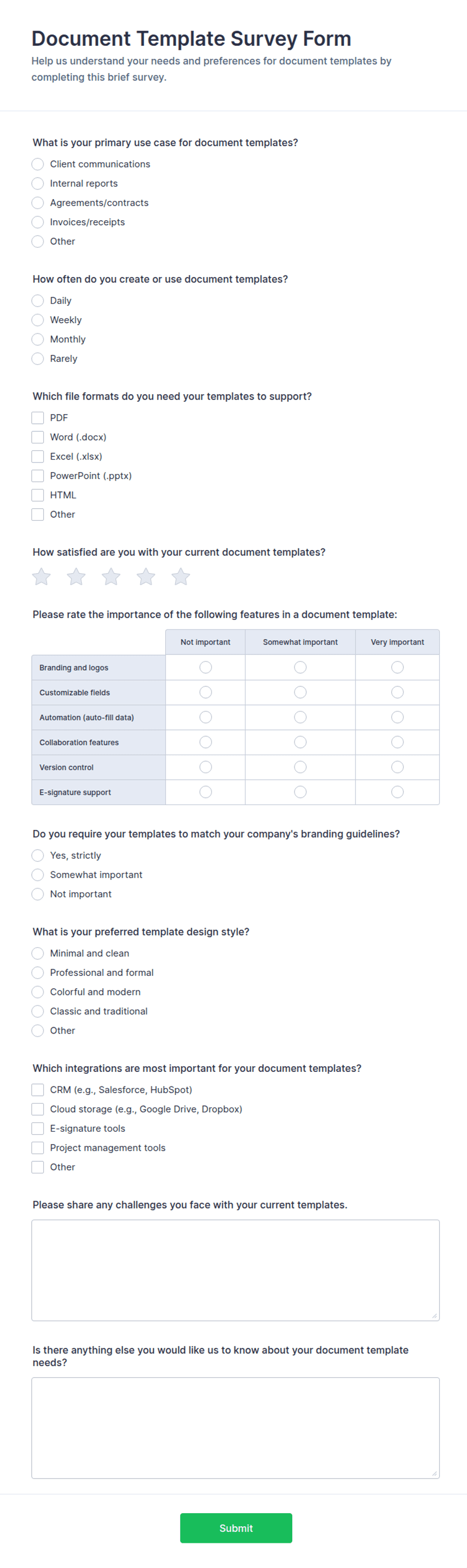 Document Template Survey | Jotform