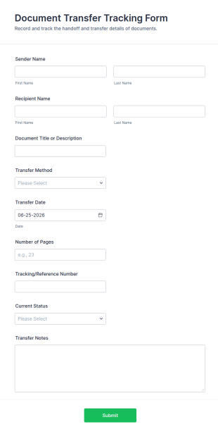 Document Transfer Tracking Form Template