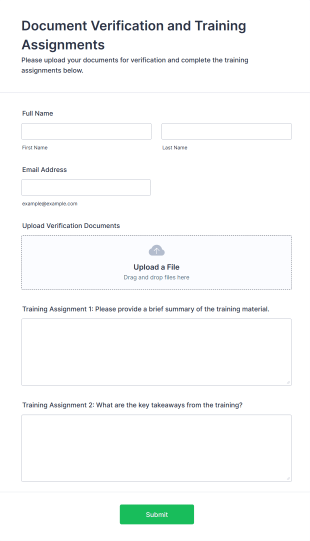 Document Verification And Training Assignments Form Template