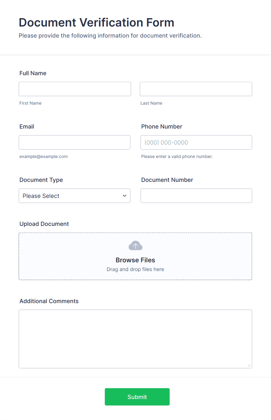 Document Verification Form Template | Jotform