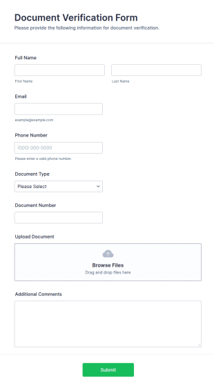 Document Verification Form Template