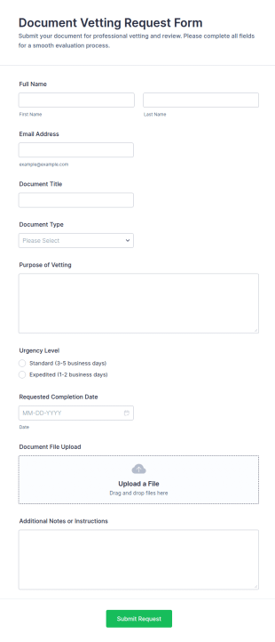 Document Vetting Request Form Template
