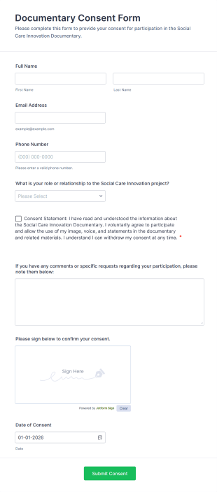 Documentary Consent Form Template