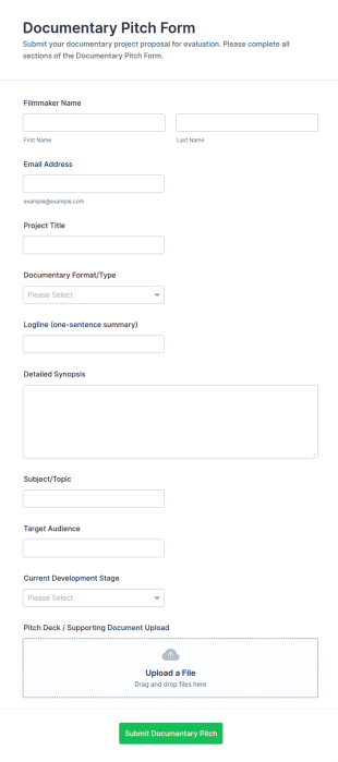 Documentary Pitch Form Template