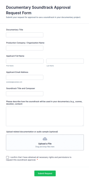 Documentary Soundtrack Approval Request Form Template