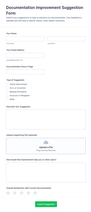 Documentation Improvement Suggestion Form Template