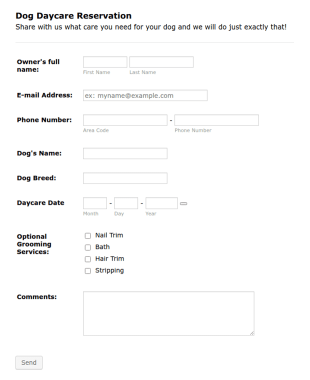 Dog Daycare Reservation Form Template