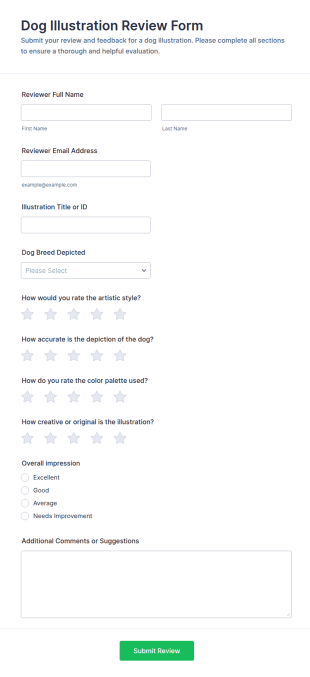 Dog Illustration Review Form Template