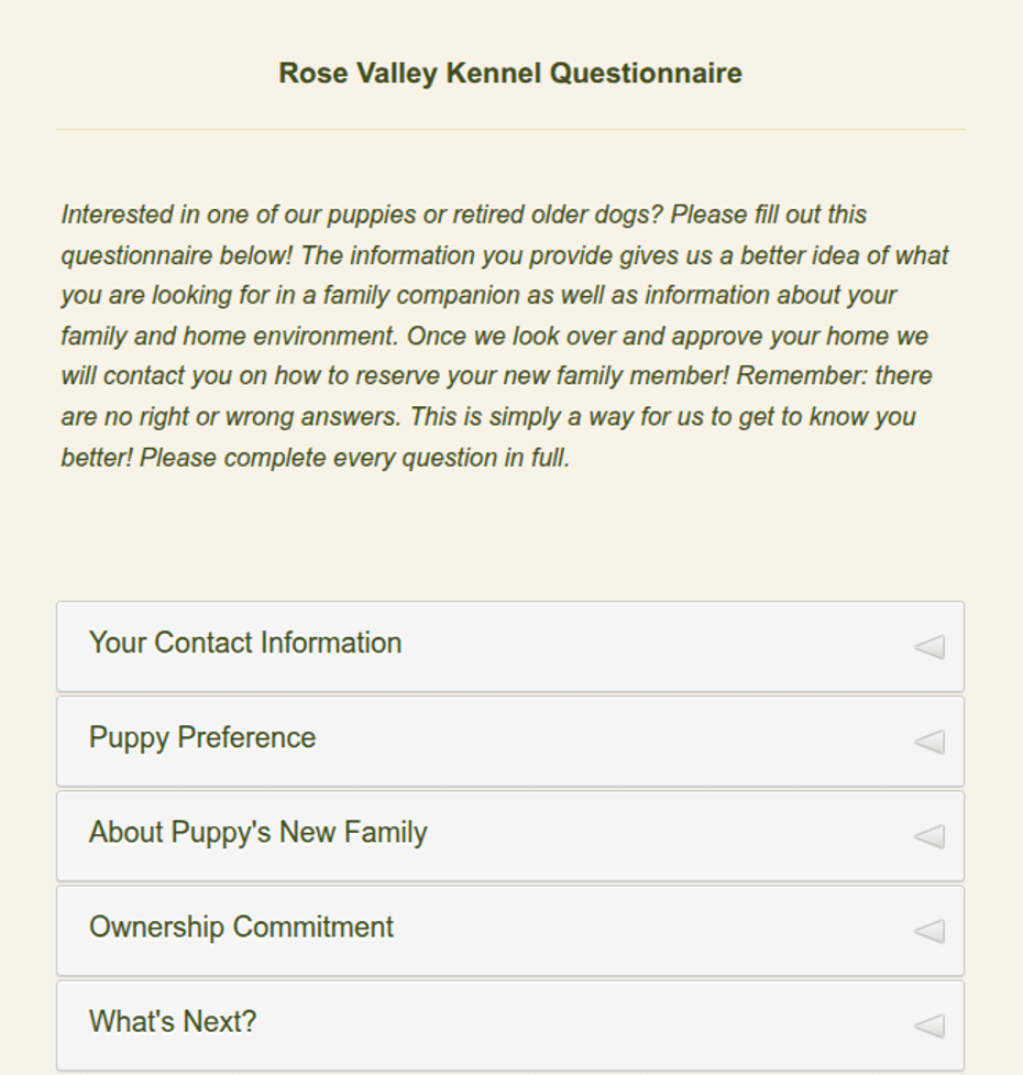 Dog Ownership Questionnaire Form Template | Jotform