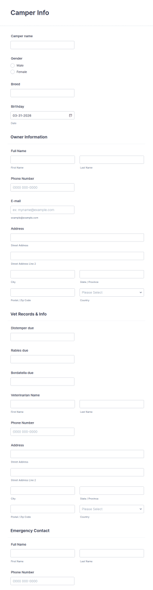 Dog Registration Form Template