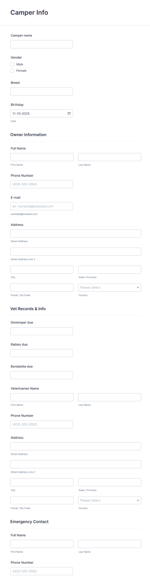 Dog Registration Form Template