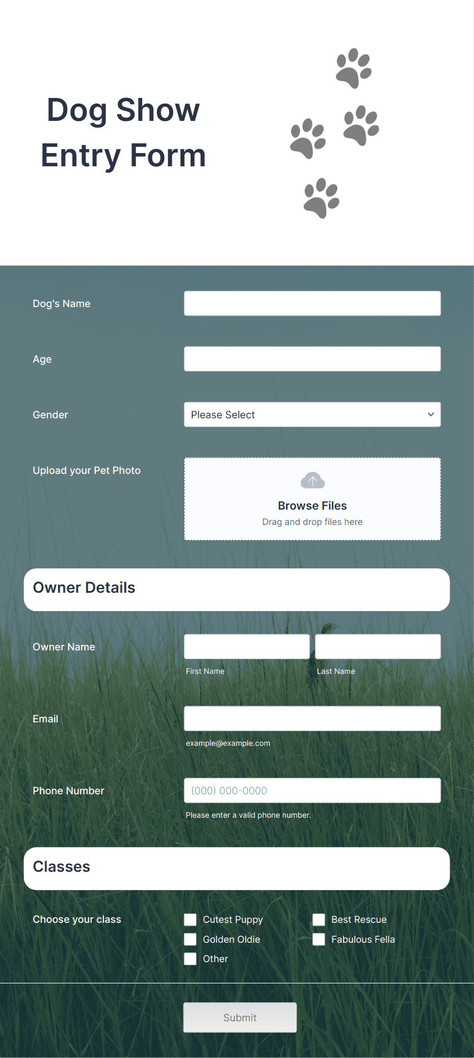 Dog Show Entry Form Template | Jotform