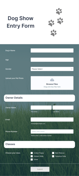 Dog Show Entry Form Template