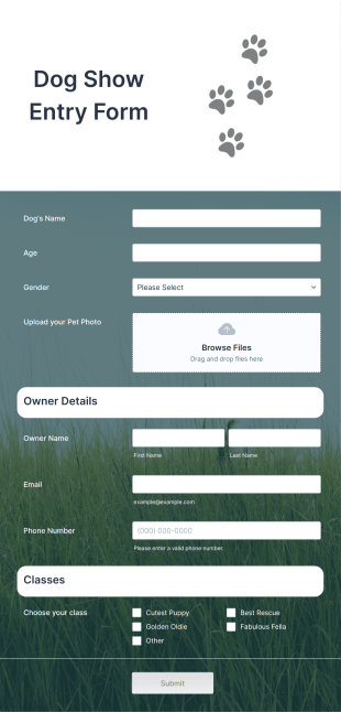 Dog Show Entry Form Template