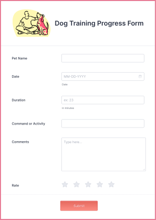 Dog Training Progress Form Template