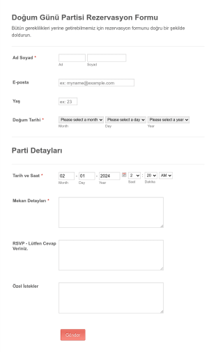 Doğum Günü Partisi Form Template