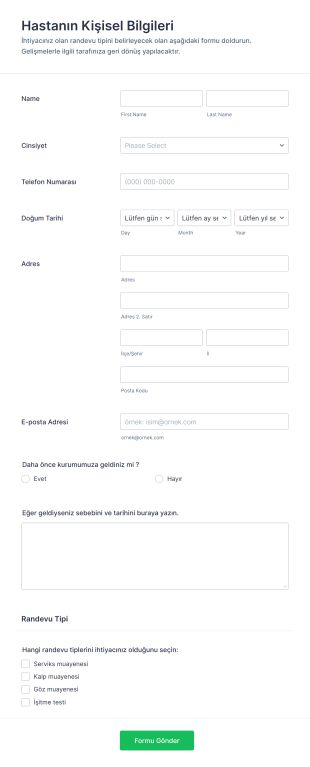 Doktor Randevusu Form Template