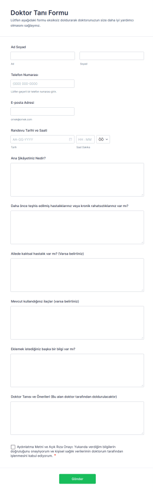 Doktor Tanı Form Template