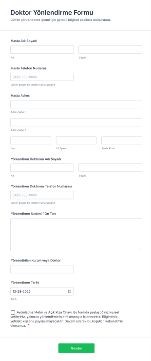 Doktor Yönlendirme Form Template